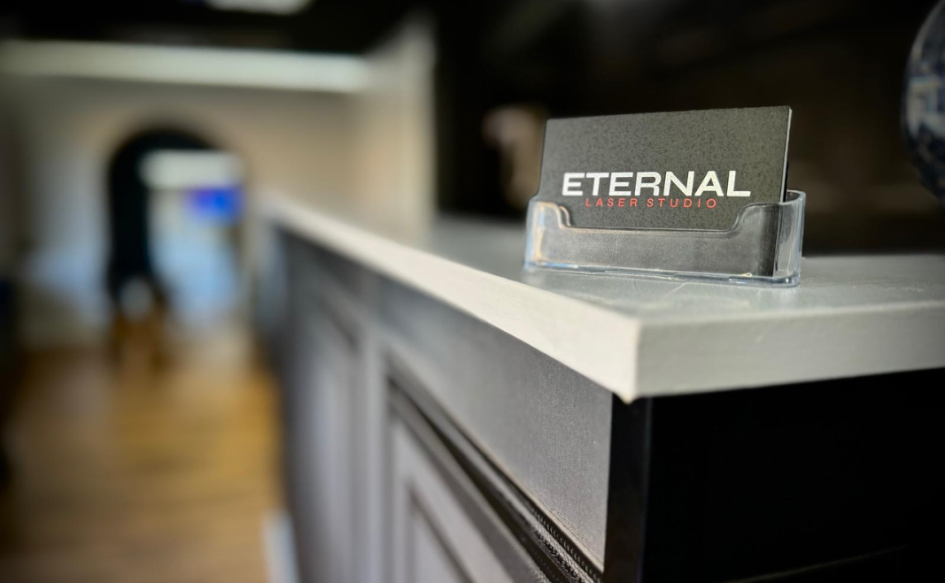Eternal Laser Studio Walsall business card inside reception